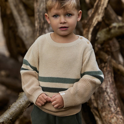 Little Dutch Baby Sweater Stripe Warm Taupe