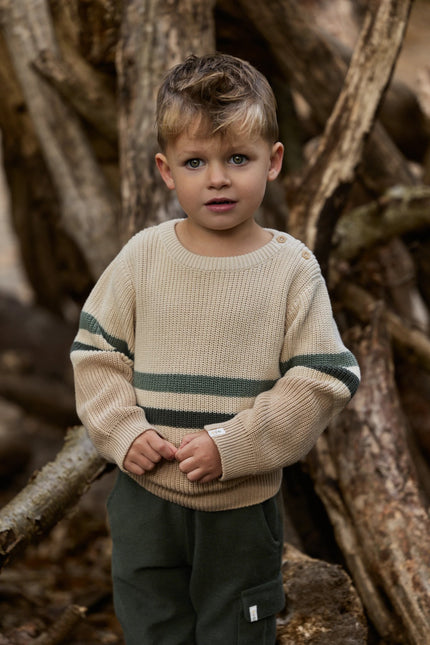 Little Dutch Baby Sweater Stripe Warm Taupe