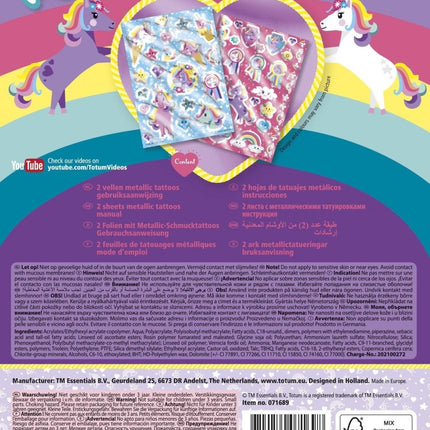 Unicorn Nep Tattoos Metallic - Babywinkel - 8714274071698