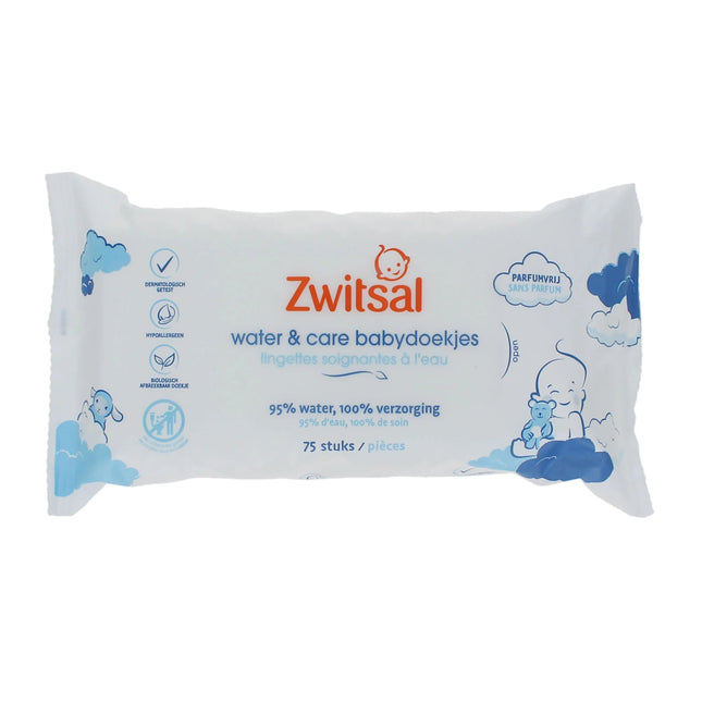 Zwitsal Billendoekjes Water & Care 75St - Zwitsal - Babywinkel - 8720181202919